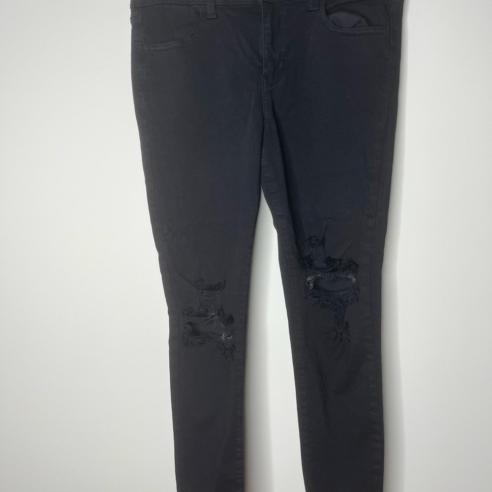 American Eagle Outfitters Black Skinny Jeans with Distressed Knees